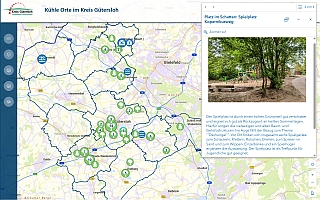 Screenshot der Karte "Kühle Orte im Kreis Gütersloh"
