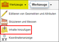 Screenshot aus MapSolution: Öffnen des Werkzeugs zum Hinzufügen eines Dienstes